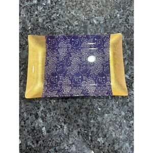 Fringe Studio Gold & Purple Floral Glass Tray